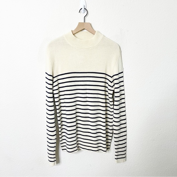 Stone Island Vintage Stripe Wool Sweater Cream Navy Striped Crewneck Size XXL - Picture 1 of 7